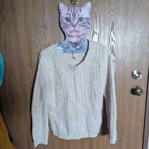 Arizona Off-White Cable Knit Sweater, M